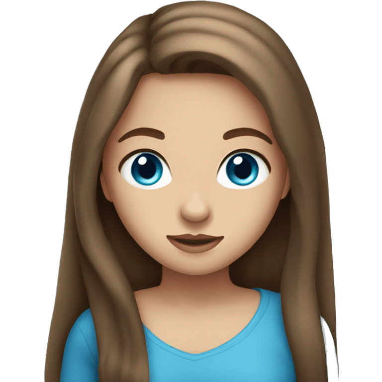 a girl with long brown hair with blue eyes emoji