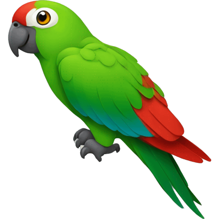 Green Amazonian parrot bird with red and green emoji