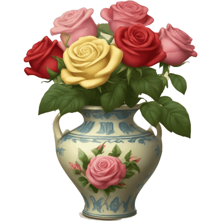 Roses in a vintage vase emoji