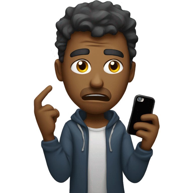 frustrated musician holding his phone emoji