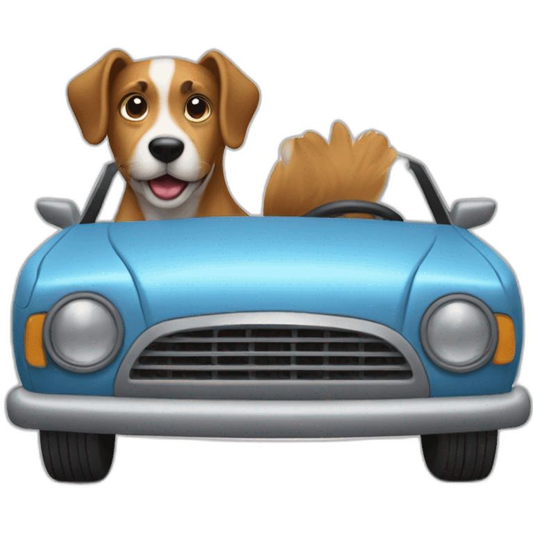 A dog going in a car emoji