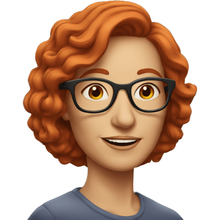 red hair mid aged lady in glasses emoji