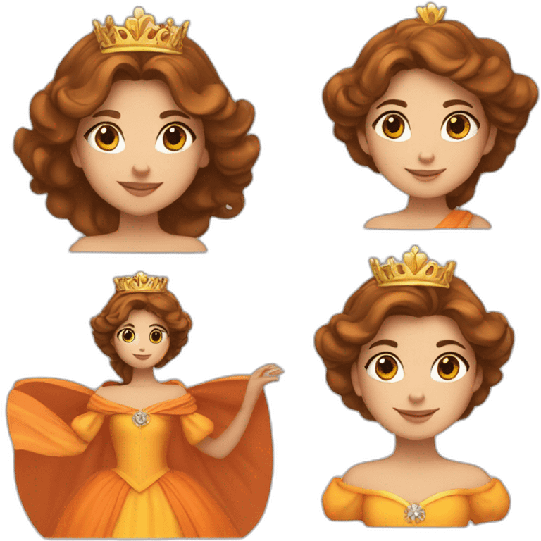 Princesse daisy with Brown hair an orange dress and à crown and long hair emoji