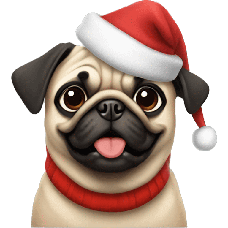 Pug wearing a Christmas hat  emoji