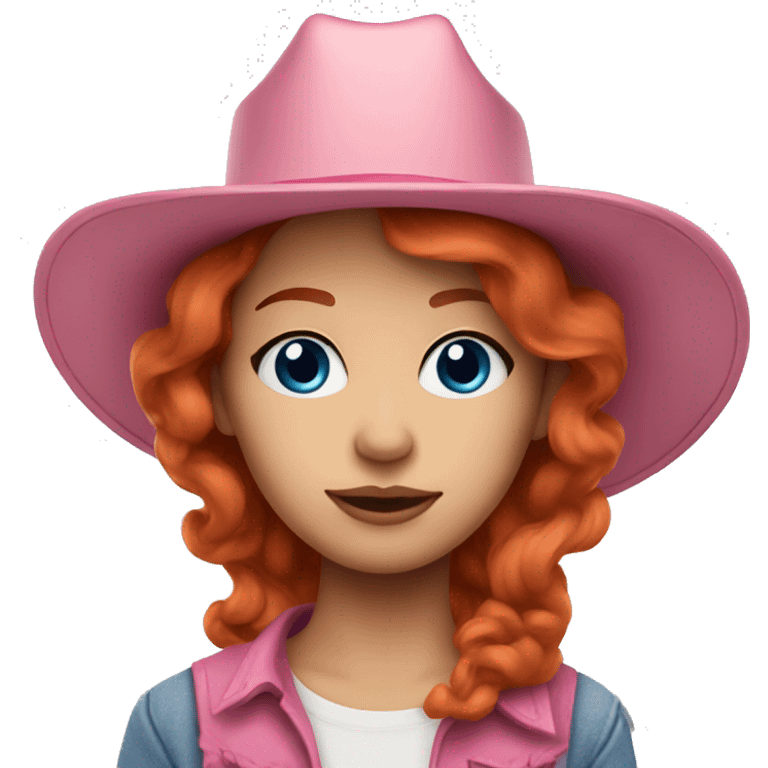 redhead wearing pink cowboy hat blue eyeshadow emoji