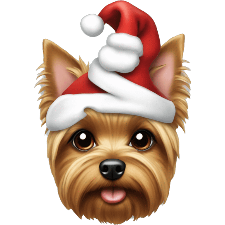 yorkie wearing santa hat emoji