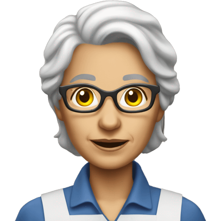 ikea warehouse worker older lady, grey hair emoji