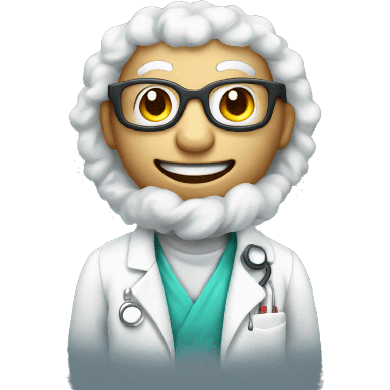 Humanoid ram in a labcoat smiling  emoji