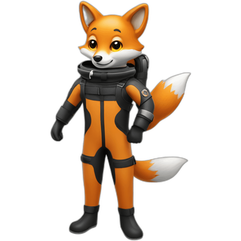 fox in black rubber shiny diving suit emoji