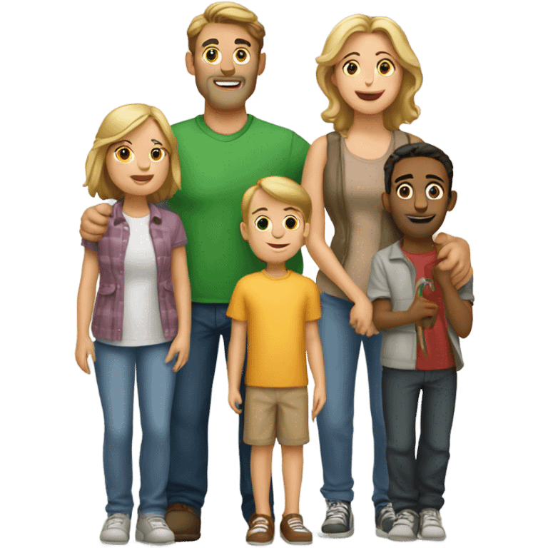 Caucasian Family of 8 at movie  emoji