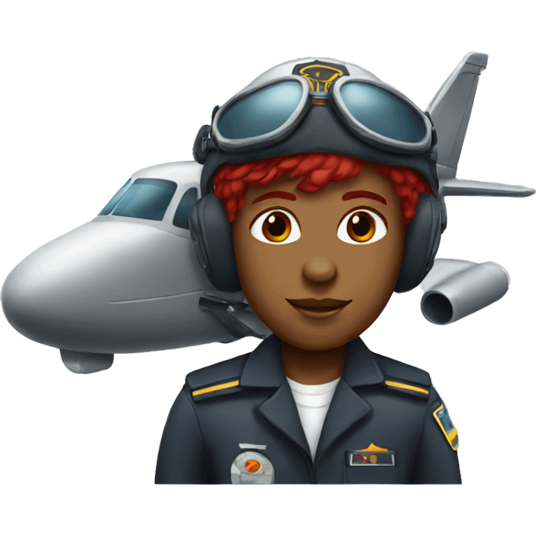 black air plane pilot with red hair emoji