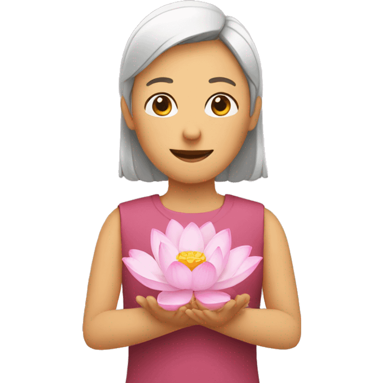 A person holding a lotus flower with both hands emoji