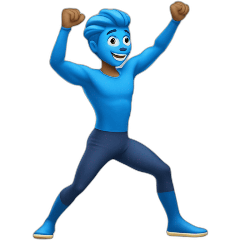 blue cartoon guy shaking gluteus maximus dance emoji