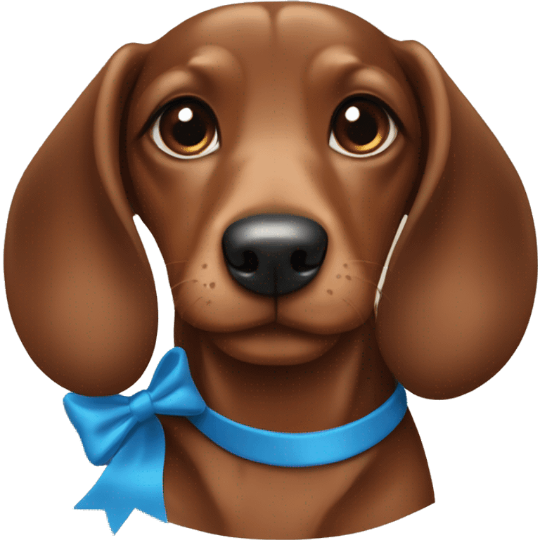 girl brown sausage dog with blue bow emoji