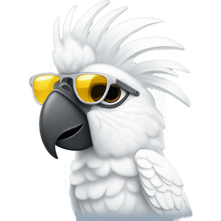 Front white cockatoo with sunglasses emoji