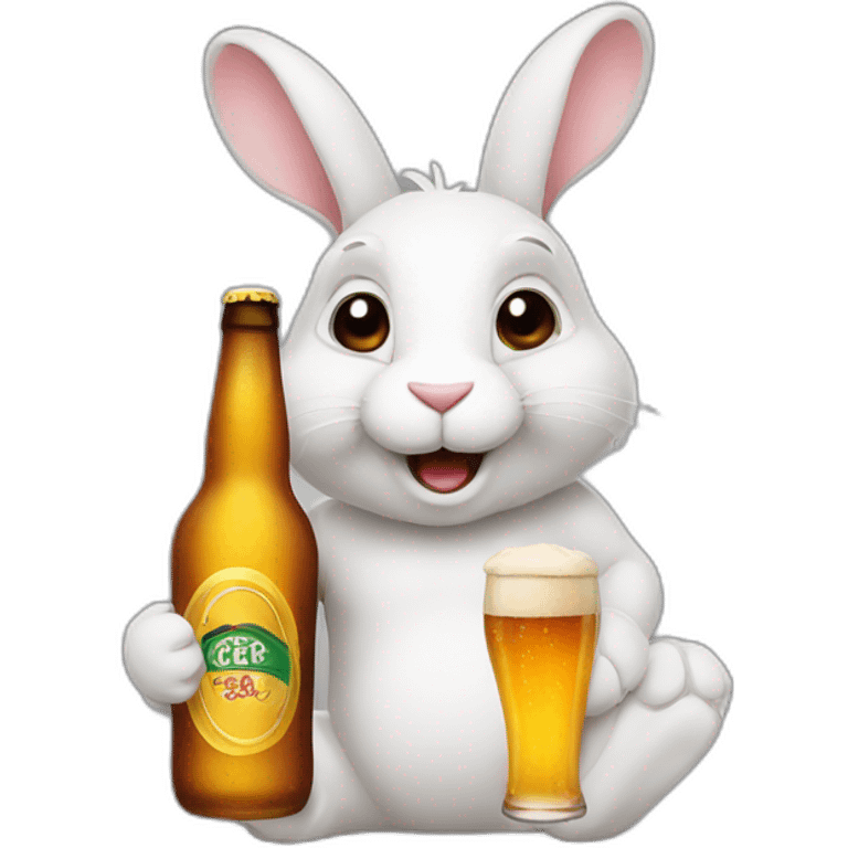 Rabbit with beer emoji