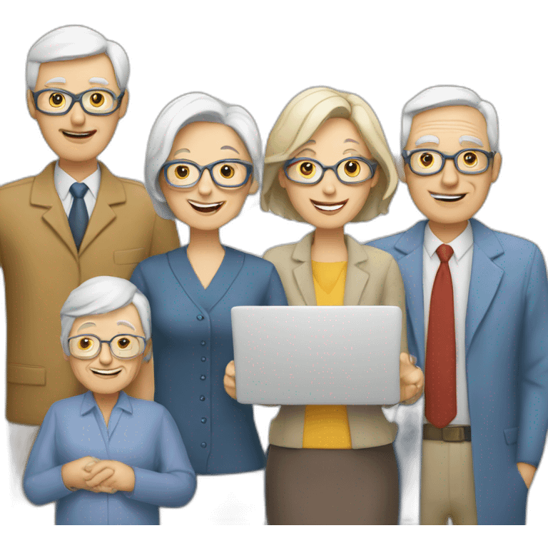 female life insurance advisor with old people emoji