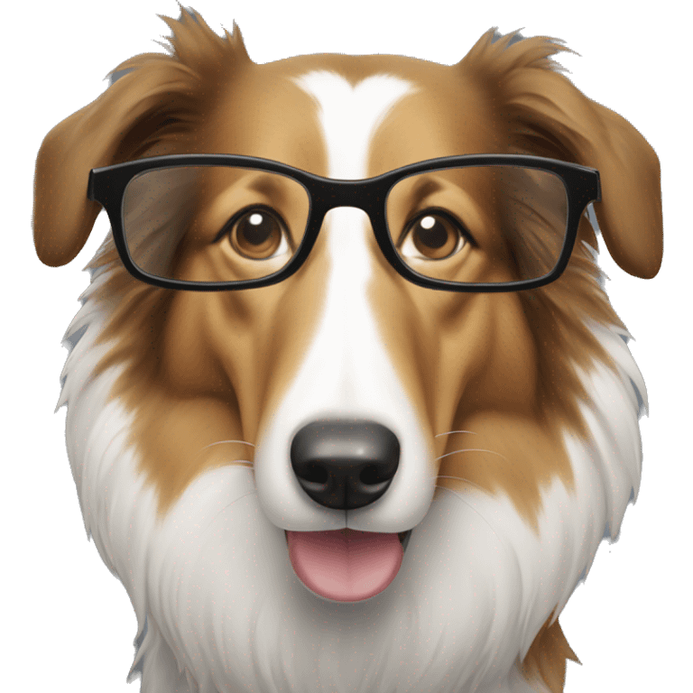 Collie wearing glasses emoji