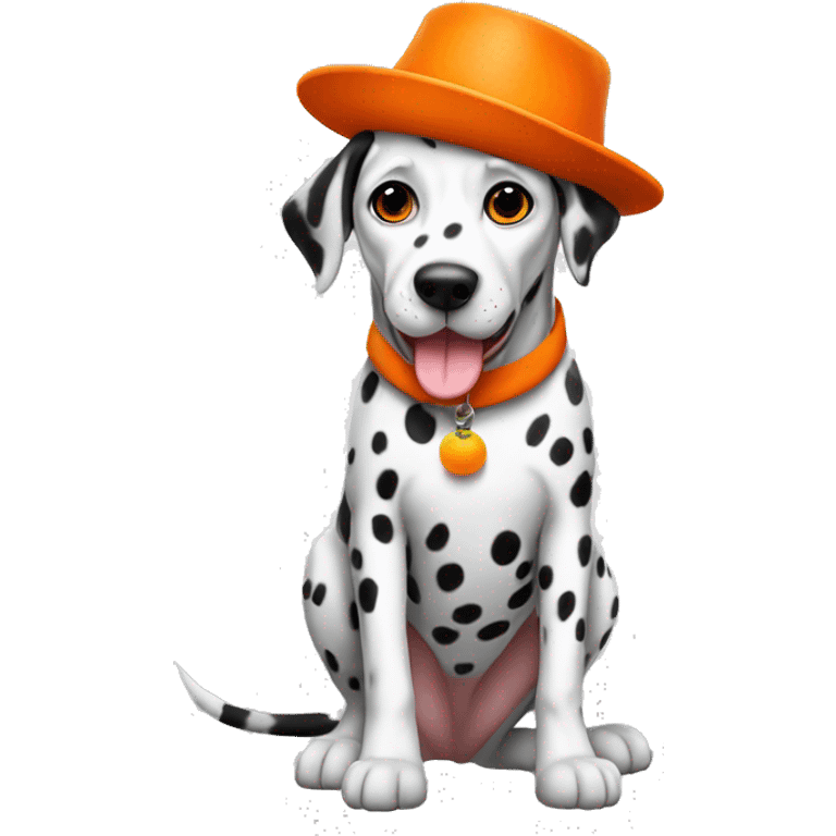 Dalmatian Dog with a orange hat full body  emoji