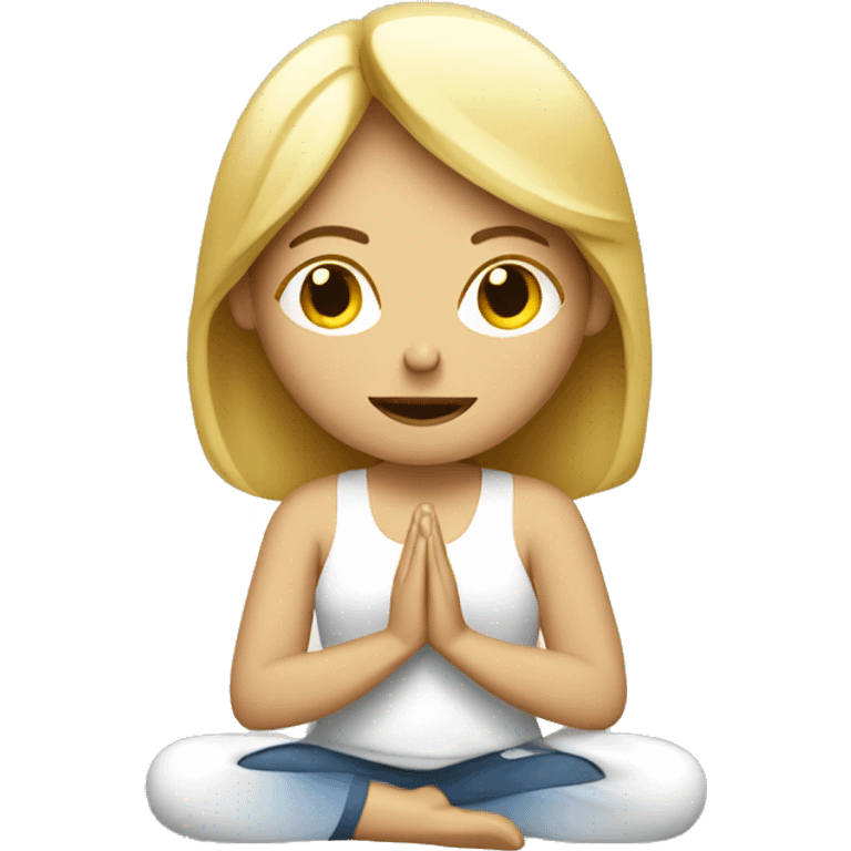 Blond women with camera meditating  emoji