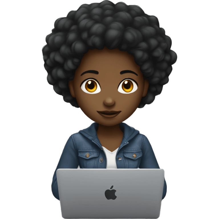 Black girl using a MacBook  emoji