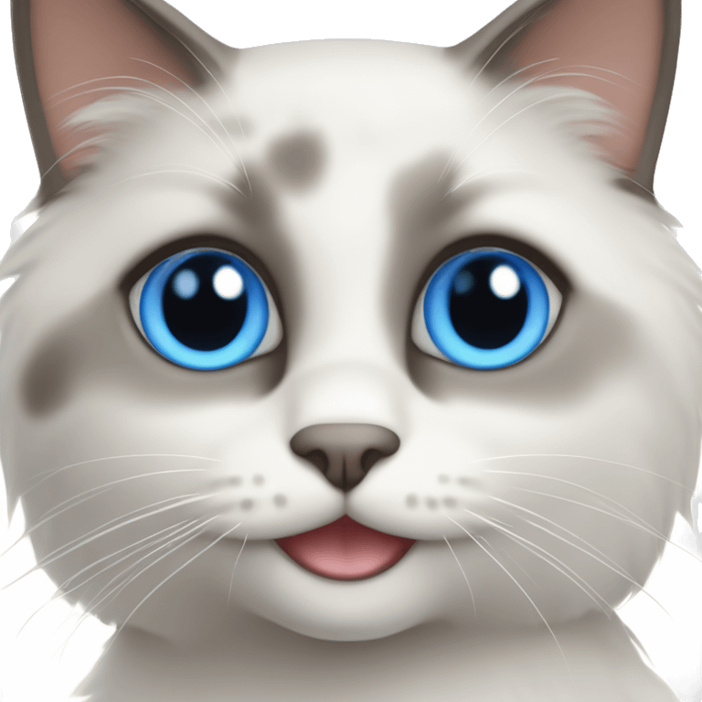 shorthaired blue eyed ragdoll cat smiling emoji