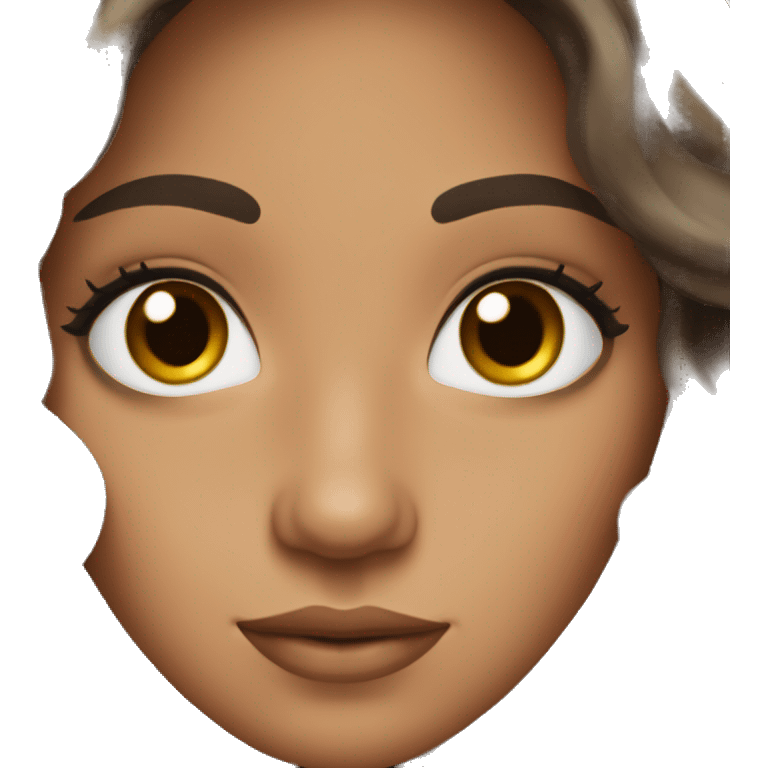 Pretty tan woman with long dark brown wavy hair and dark brown eyes and long lashes emoji