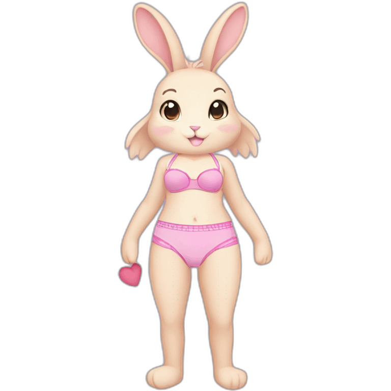 anthro rabbit young only underwear pink panties with heart and pink training bra cute adorable emoji