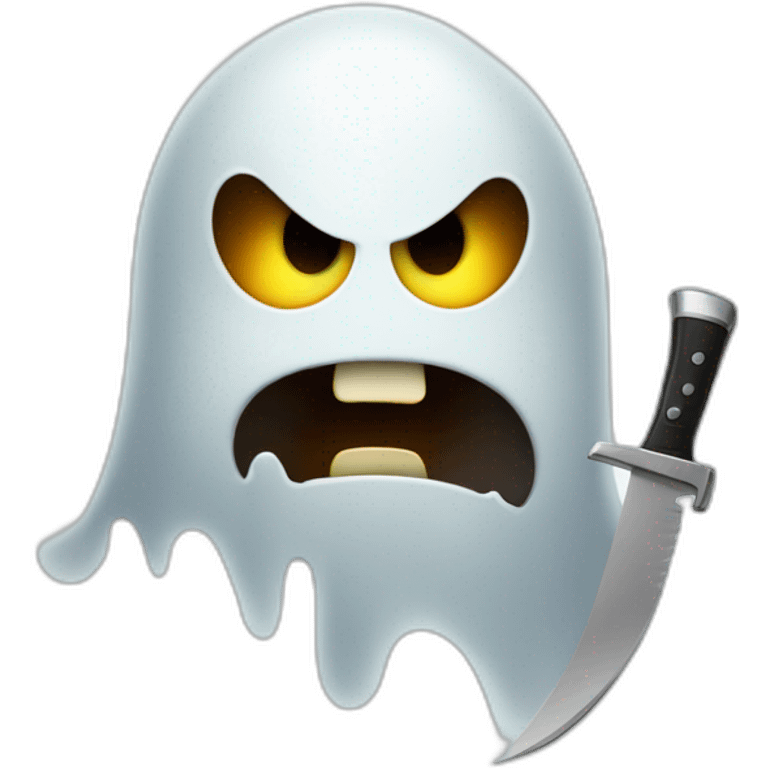 Ghost with knife and angry face. emoji