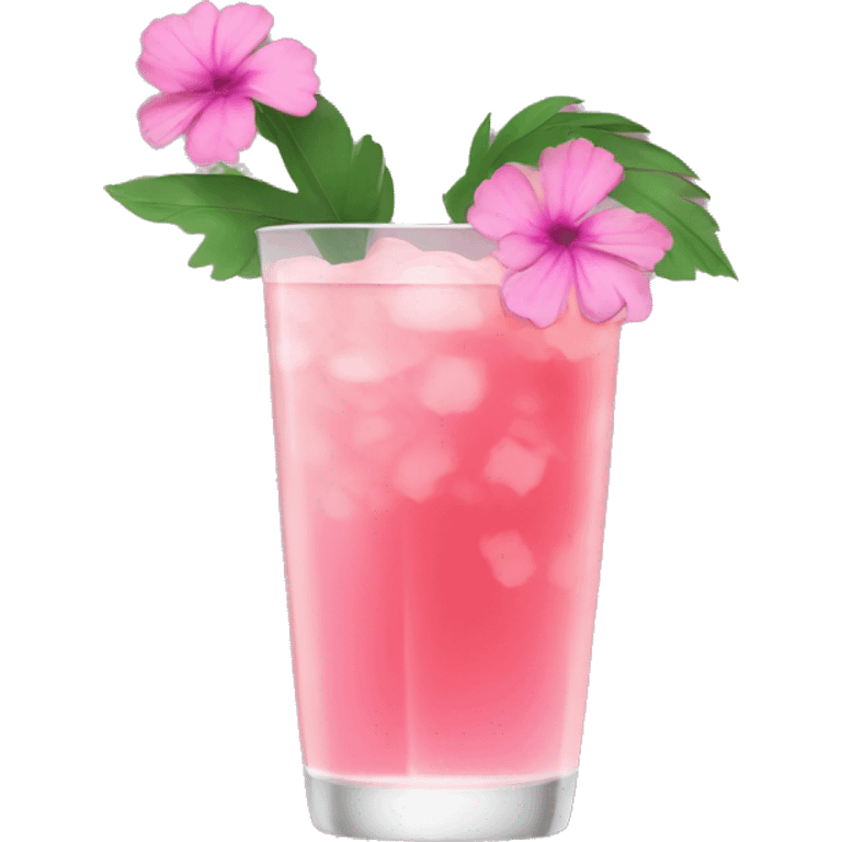 Cocktail with pink flowers emoji