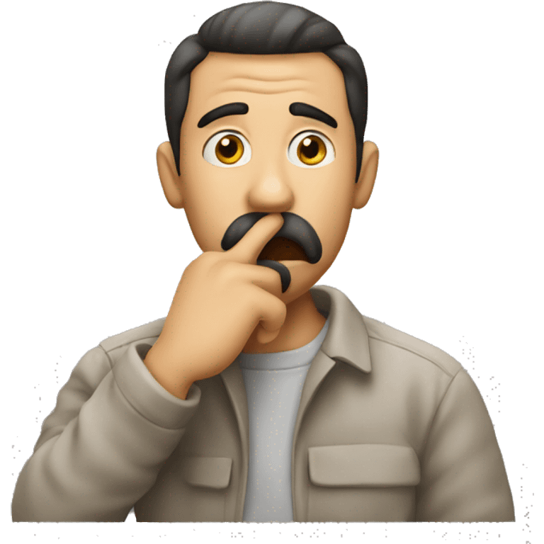 A man saying shhhh with his finger in front of his mouth  emoji