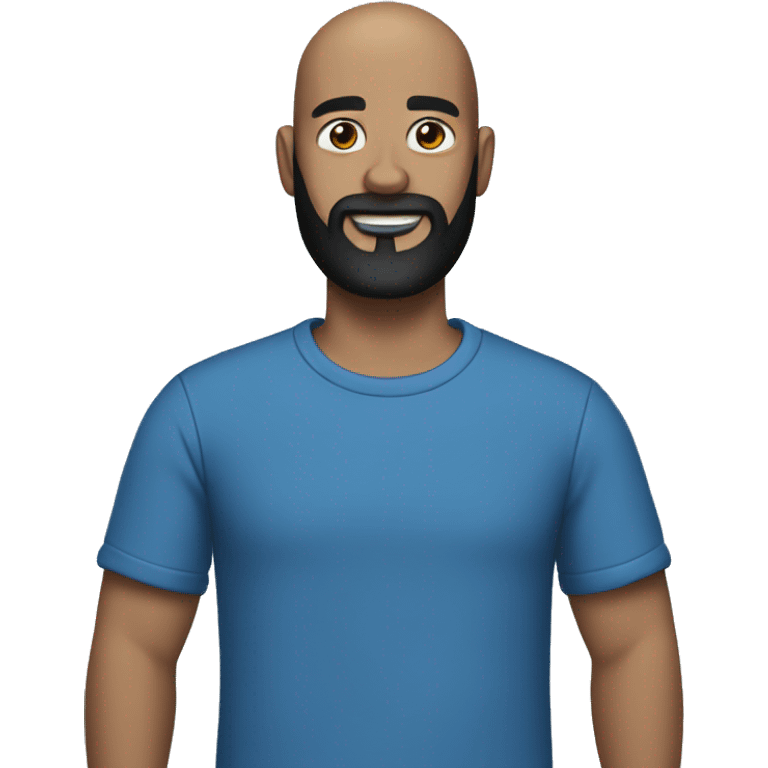 bald man with black beard and tipping hand in blue tshirt emoji