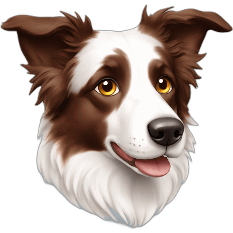 white red merle border collie with brownish stained hair blue eyes emoji