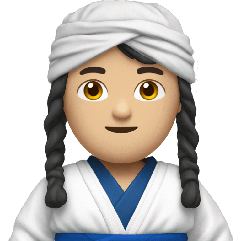 a person with a gi and a jujitsu blue belt emoji