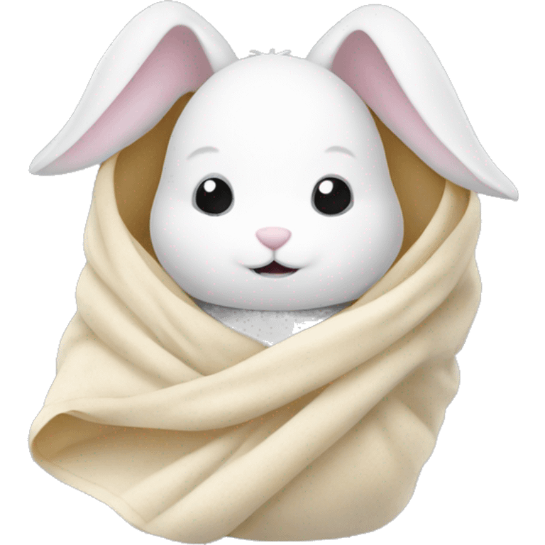 White bunny wrapped in a blanket emoji