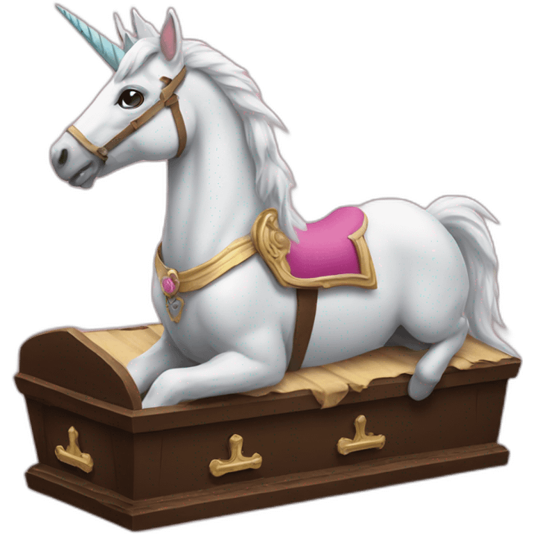 an unicorn riding a coffin emoji