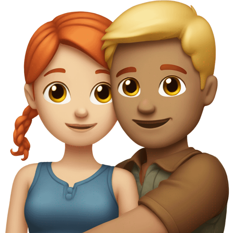 red head girl and blond man hugging emoji