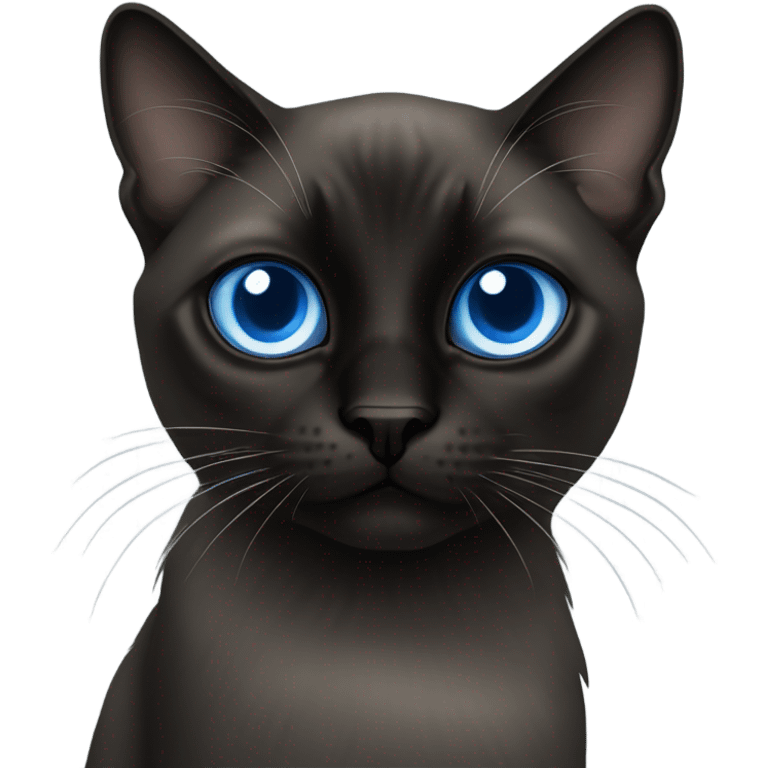 Black Siamese cat blue eyes long haired emoji