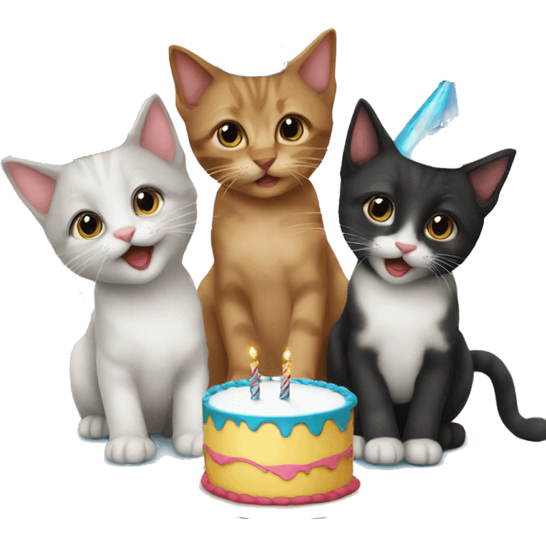 3 kittens at a birthday party emoji