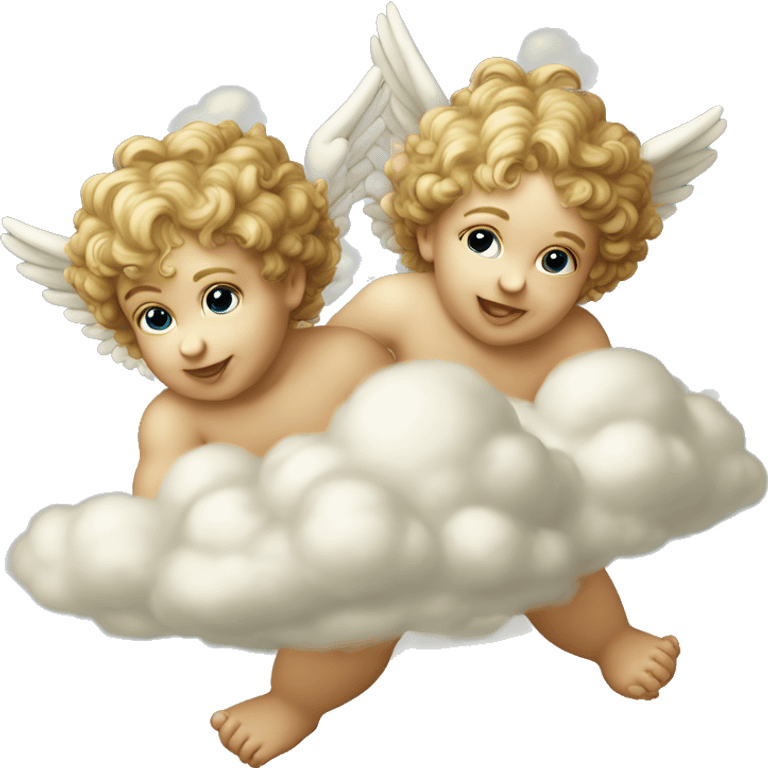 Twin cherubs on clouds Renaissance  emoji