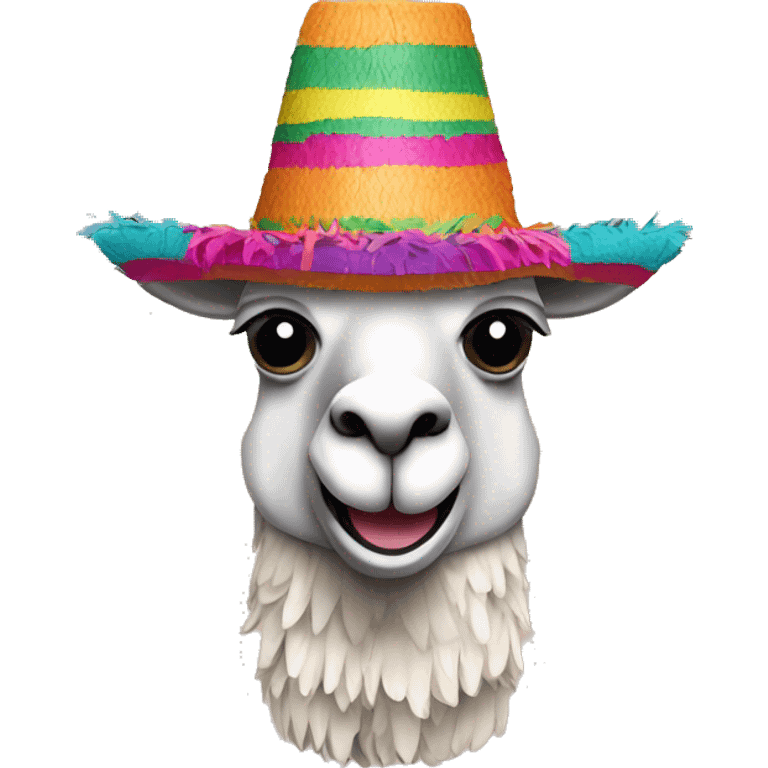 colorful llama-shaped pinata with mexico hat emoji