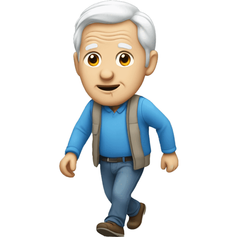 old man with blue shirt walking emoji