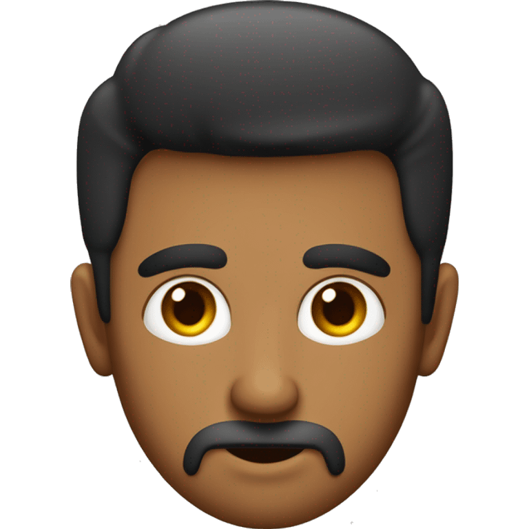 Hombre con color de piel oscura ojos un poco chios sin barba con elo cafe,lacio y no muy largo, ojos marrones emoji