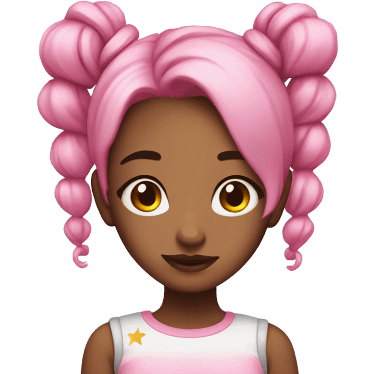 Cute girl with pink hair with spacebuns emoji