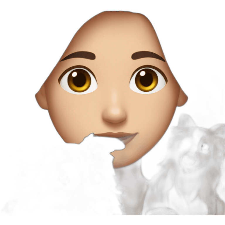 black border collie and woman with long brown hair emoji