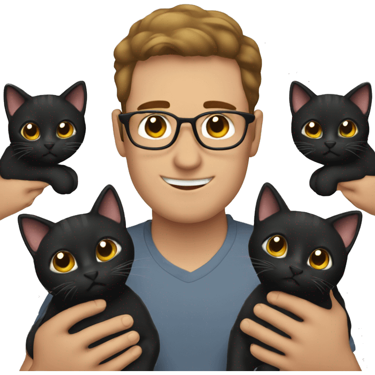 Brown hair men holding two black cats  emoji