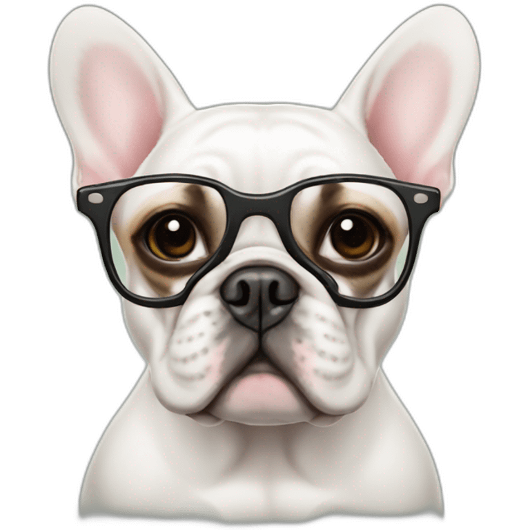 French bulldog in glasses emoji