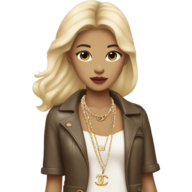 Blonde Chanel Asian Girl with Birkin bag and Chanel necklace emoji