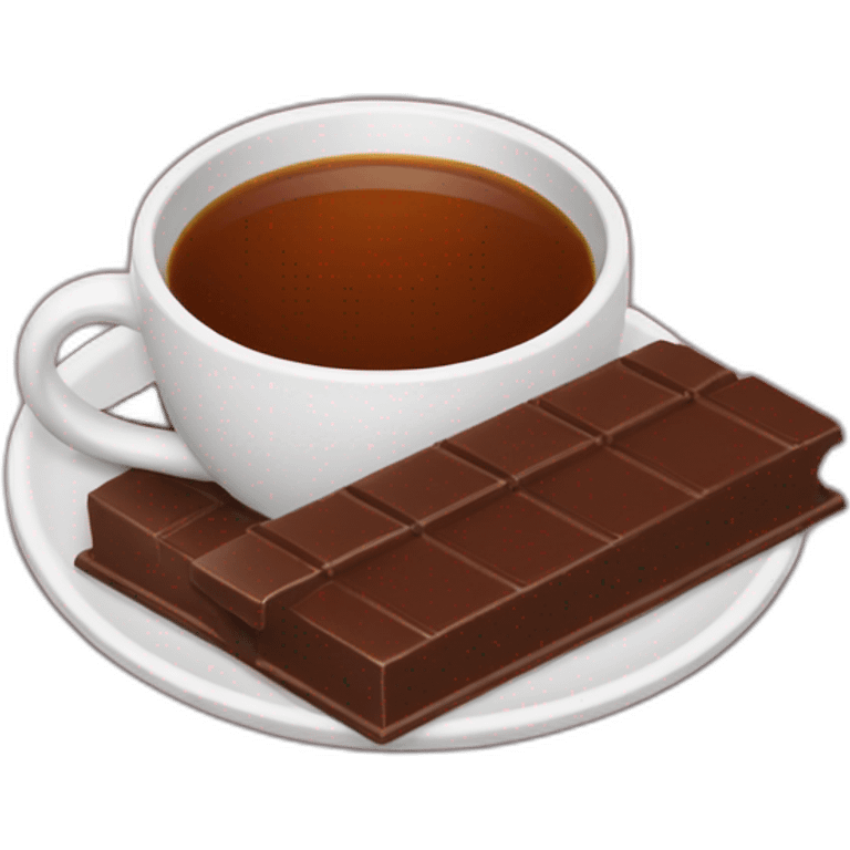 A cup of hot tea with a bar of chocolate next to a cup emoji