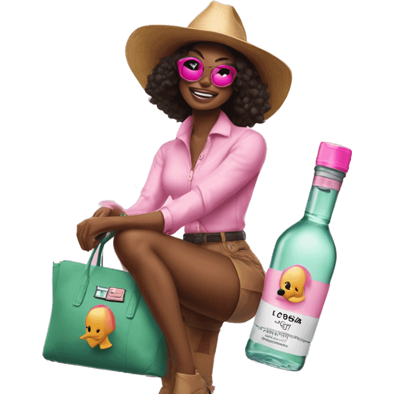 Preppy Lorax with Sephora bag and drunk elephant bottle in hand and pink cowgirl hat  emoji